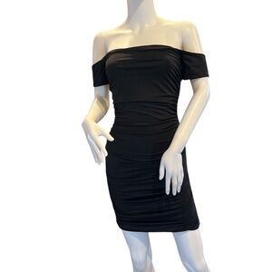 Tobi 2-Way Black Bodycon Ruched Mini Cocktail Dress XS